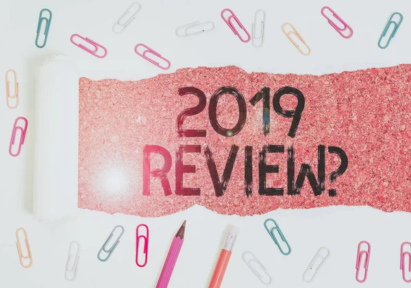 Text Sign Showing 2019 Review Question Business Photo Showcasing Remembering — 스톡 사진