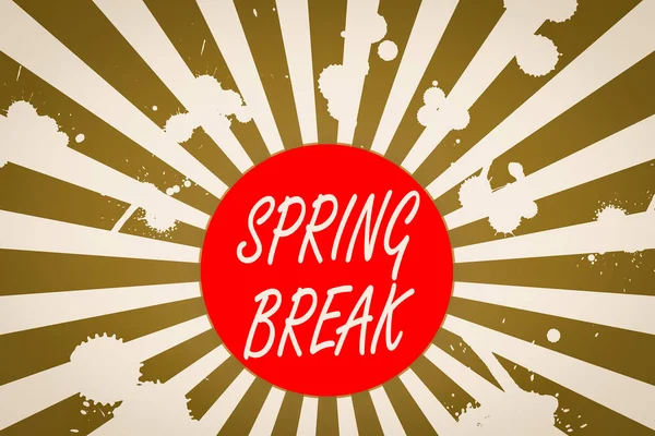 Escrita Mão Conceitual Mostrando Spring Break Conceito Que Significa Semana — Fotografia de Stock