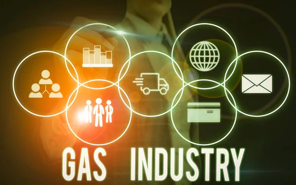 Skrivanteckning Som Visar Gasindustrin Affärsidé För Globala Processer Prospektering Och — Stockfoto