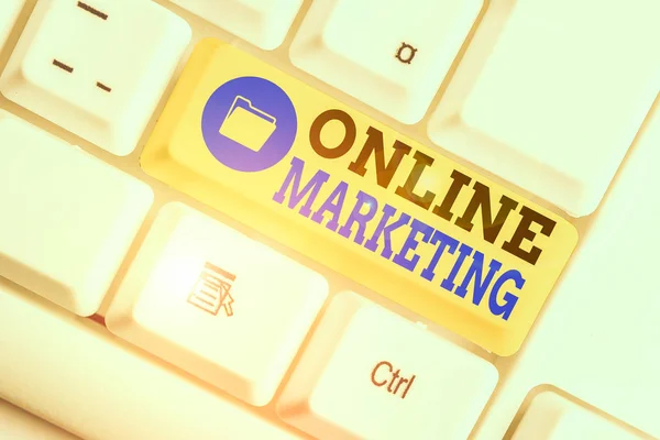 Escrita Mão Conceitual Mostrando Marketing Online Conceito Que Significa Promover — Fotografia de Stock