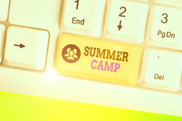 Text sign showing Summer Camp. Business photo text supervised program for children conducted during the summer