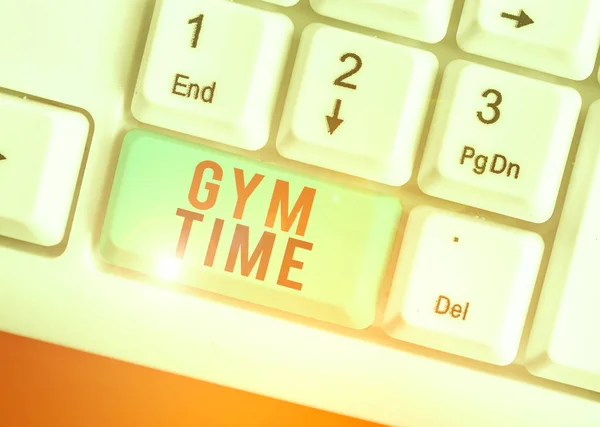 Scrivere Testi Mano Gym Time Foto Concettuale Una Motivazione Iniziare — Foto Stock