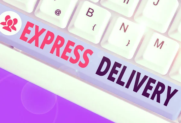 Signo Texto Que Muestra Express Delivery Texto Fotográfico Empresarial Que — Foto de Stock