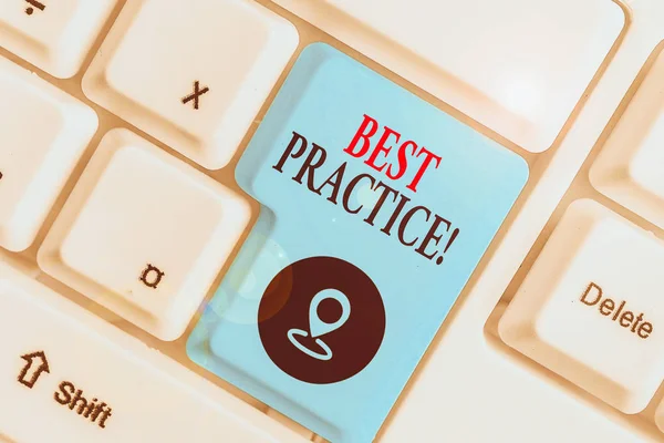 Schreiben Notiz Zeigt Best Practice Geschäftskonzept Für Kommerzielle Verfahren Akzeptiert — Stockfoto