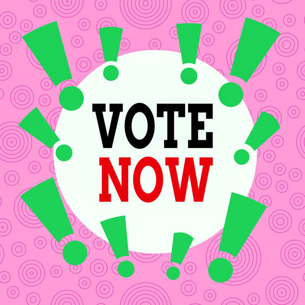 Написание почерка Голосуйте сейчас. Концептуальная фото формальная индикация выбора между двумя или более направлениями действия Асимметричный неравномерный формат шаблона объекта очертания многоцветный дизайн
