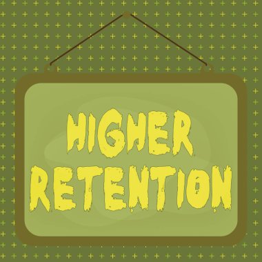 Metin işareti Yüksek Retention 'ı gösteriyor. Bir organizasyonun, çalışanlarını asimetrik biçimsiz şekil şeklindeki nesne modelini çoklu renk tasarımı çerçevesinde tutma becerisini gösteren iş fotoğrafı.