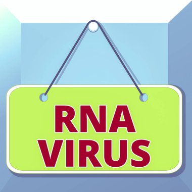 Rna Virüsü 'nü gösteren kavramsal el yazısı. Bir virüs genetik bilgisinin Rna Memo anımsatıcı boş tahtası eklenmiş arkaplan dikdörtgeni şeklinde depolanması kavramı