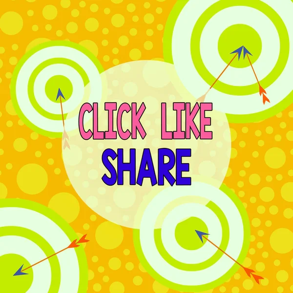 Sinal Texto Mostrando Clique Como Compartilhar Business Photo Text Compartilhamento — Fotografia de Stock