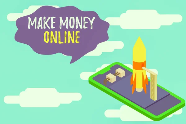 Text Sign Showing Make Money Online Business Photo Text Ecommerce — 스톡 사진