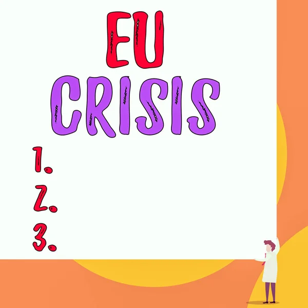 Escrita Mão Conceitual Mostrando Crise Europeia Conceito Que Significa Estado — Fotografia de Stock