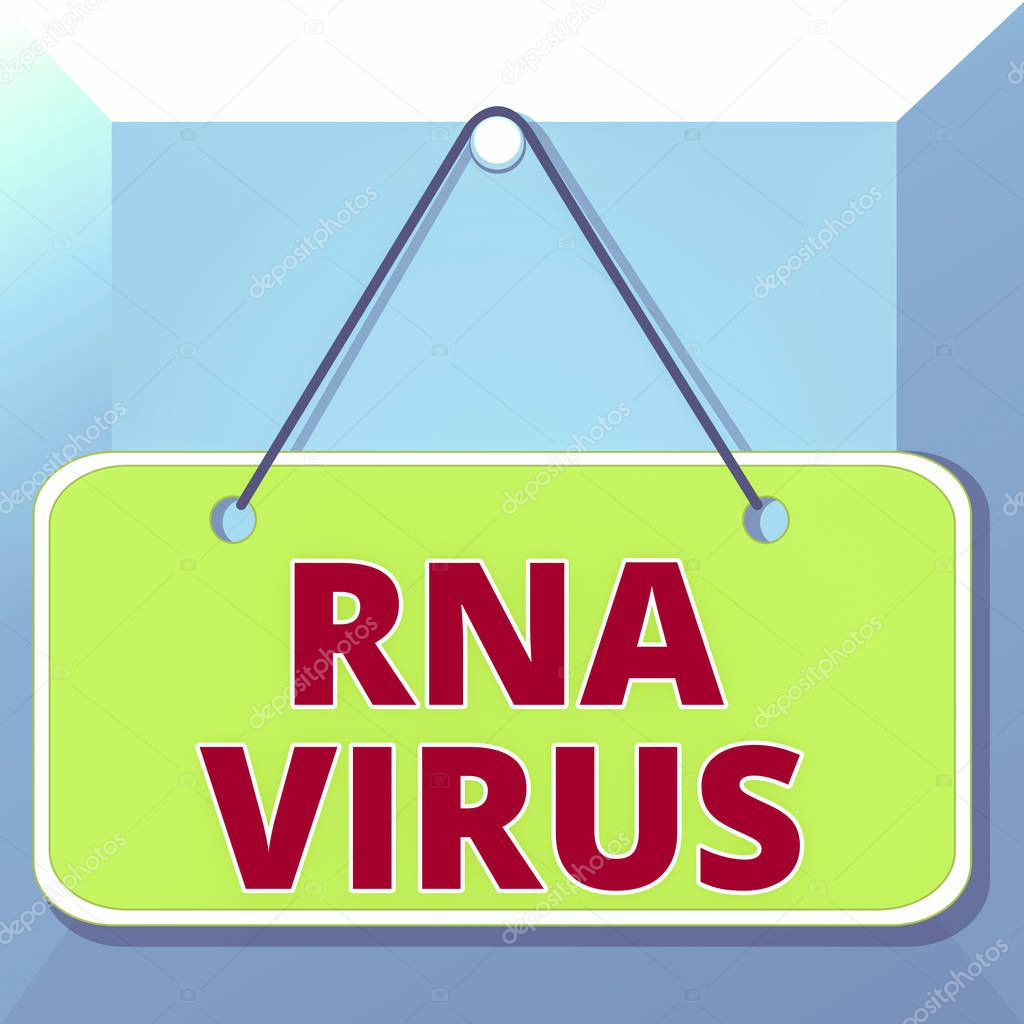 Conceptual hand writing showing Rna Virus. Concept meaning a virus genetic information is stored in the form of RNA Memo reminder empty board attached background rectangle