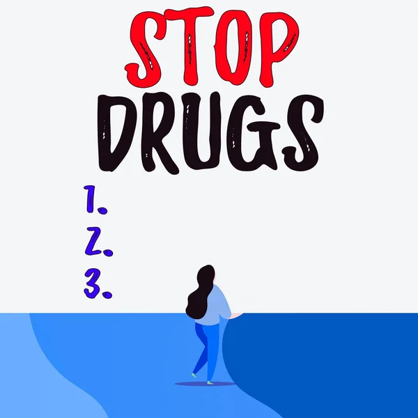 Scrittura Concettuale Mano Che Mostra Stop Drugs Concetto Che Significa — Foto Stock