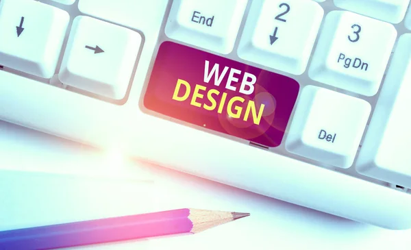 Escrita Mão Conceitual Mostrando Web Design Conceito Significado Desenvolvimento Site — Fotografia de Stock
