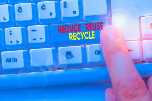 Text Sign Showing Reduce Reuse Recycle Business Photo Showcasing Environmentallyresponsible — Stock Photo, Image