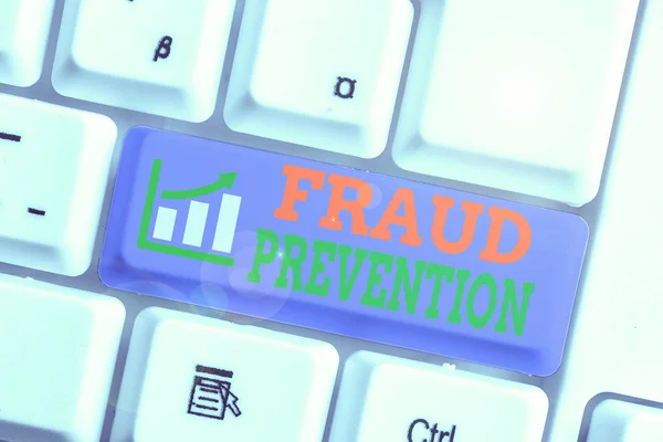 Word Writing Text Fraud Prevention Business Photo Showcasing Act Stopping — Stock Photo, Image