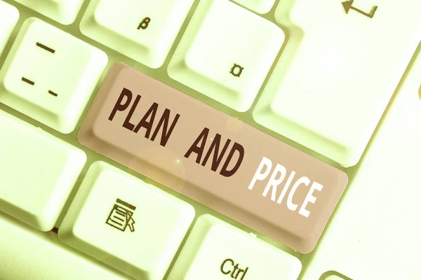 Writing note showing Plan And Price. Business concept for setting decent price for product to sale according market