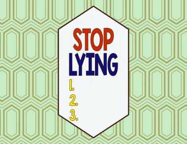 Conceptual hand writing showing Stop Lying. Concept meaning put an end on chronic behavior of compulsive or habitual lying Seamless Hexagon Tiles in Line Perspective Depth Deepness clipart