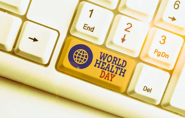 Escrita Mão Conceitual Mostrando Dia Mundial Saúde Conceito Significado Dia — Fotografia de Stock