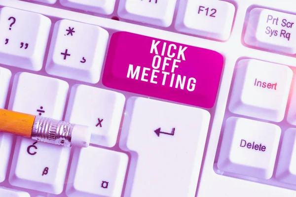 Написання Текстів Kick Meeting Концептуальне Фото Звільнення Вашої Команди Приватної — стокове фото