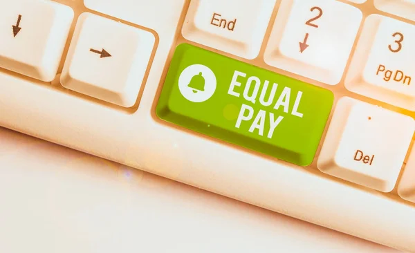 Escrita Mão Conceitual Mostrando Equal Pay Conceito Significado Direitos Que — Fotografia de Stock