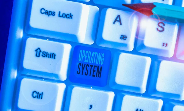 Text Sign Showing Operating System Business Photo Showcasing Software Supports — Stock Photo, Image