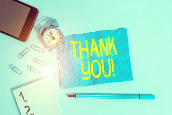 Text Sign Showing Thank You Business Photo Text Polite Expression — Stock Photo, Image
