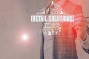 Kelime yazma metni Retail Solutions. Daha fazla satış ve müşteri memnuniyetini destekleyen iş fotoğrafı gösterme süreci