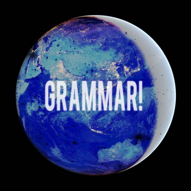 Gramer gösteren kavramsal el yazısı. Nasa tarafından desteklenen bu görüntünün tüm sistem yapı dili sözdizimi ve morfoloji elementlerinin kavramı