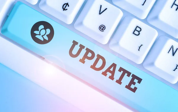 Text Sign Showing Update Business Photo Text Adding New Information — Stockfoto