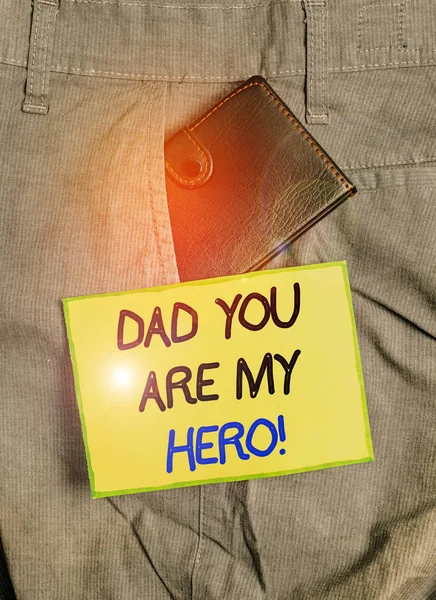 Baba Sen Kahramanımsın Yazan Yazısı Baban Için Kavramsal Fotoğraf Hayranlığı — Stok fotoğraf