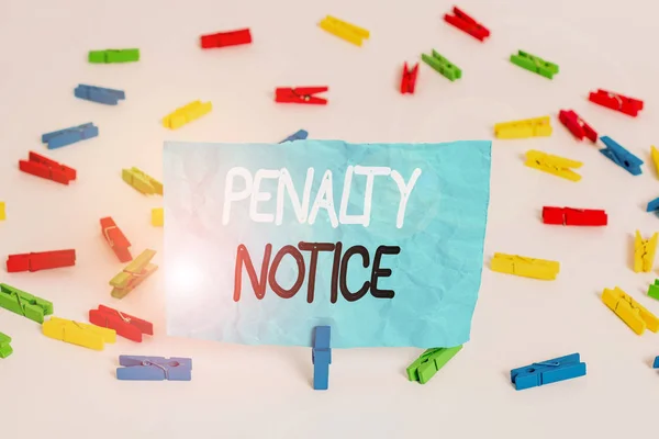 Yazısı Penalty Bildirisi Kavramsal Fotoğraf Küçük Suçlara Anında Verilen Ceza — Stok fotoğraf