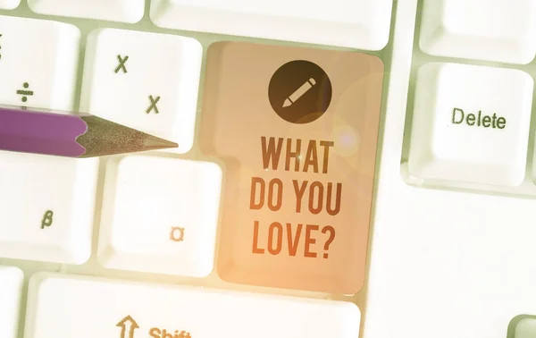 Escrita Mão Conceitual Mostrando Que Você Ama Questão Conceito Significado — Fotografia de Stock