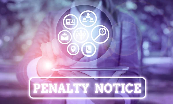 Texto Escritura Palabras Penalty Notice Foto Comercial Que Muestra Multa — Foto de Stock