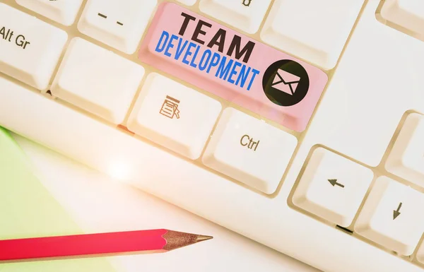Writing Note Showing Team Development Business Concept Enhancement Effectiveness Work — Stock Photo, Image