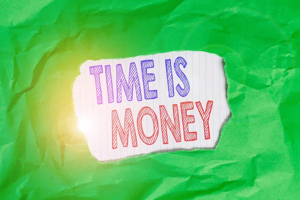 Een Briefje Met Time Money Erop Zakelijk Concept Voor Tijd — Stockfoto