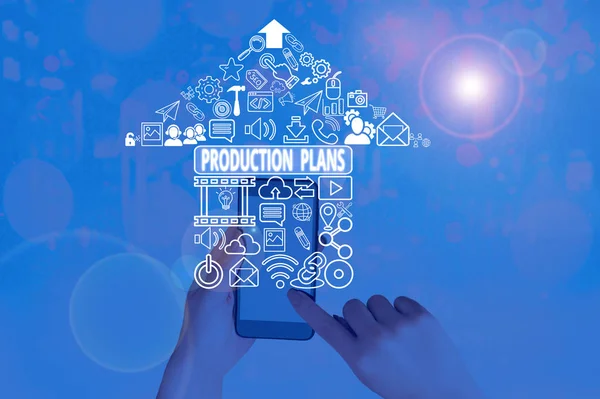 Text Sign Showing Production Plans Business Photo Showcasing Deciding How — 스톡 사진