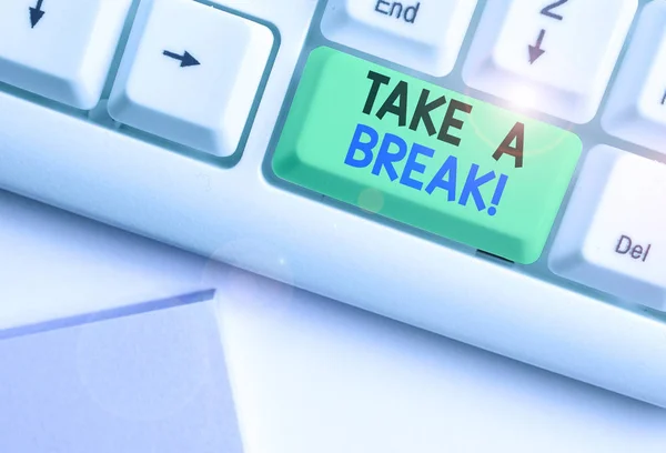 Text Nápisem Take Break Obchodní Foto Showcasing Odpočinek Přestaňte Dělat — Stock fotografie