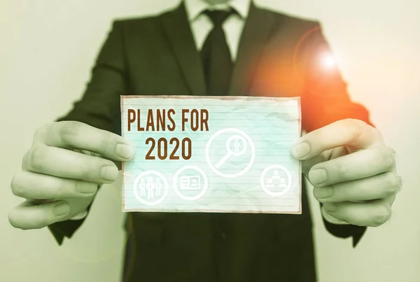 Planos Texto Para 2020 Foto Negócios Mostrando Uma Intenção Decisão — Fotografia de Stock