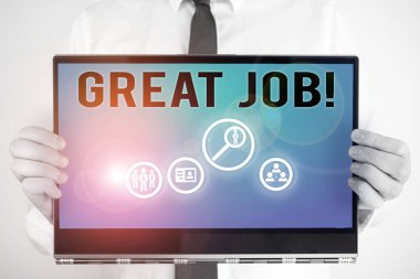 Büyük İş gösteren kavramsal el yazısı. Kavram anlamı çok iyi yapmış bir şey için birini öven kullanılır