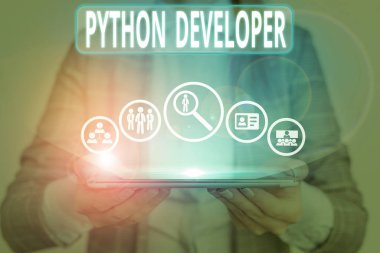 Python Geliştiricisini gösteren kavramsal el yazısı. Sunucu tarafındaki web uygulama mantığını yazmaktan sorumlu kavram