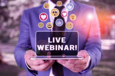 El yazısı metin Live Webinar. Kavramsal fotoğraf sunum ders veya seminer Web üzerinden iletilen