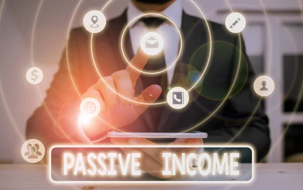 Conceptual Hand Writing Showing Passive Income Concept Meaning Earnings Derived — Stock Photo, Image