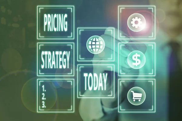 Fiyat Stratejisini Gösteren Kavramsal Yazısı Şirketlerin Ürün Veya Hizmetlerini Fiyatlandırmak — Stok fotoğraf