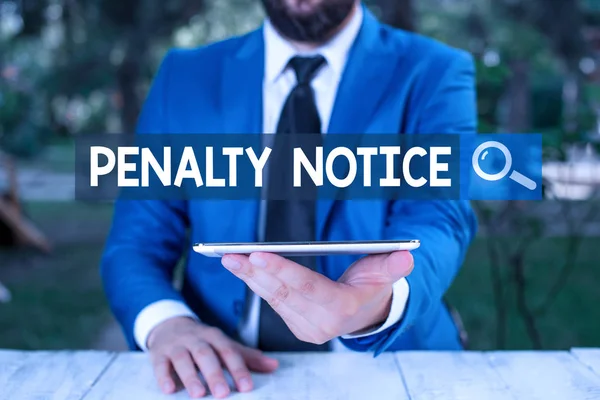 Text Sign Showing Penalty Notice Business Photo Showcasing Immediate Fine — 스톡 사진