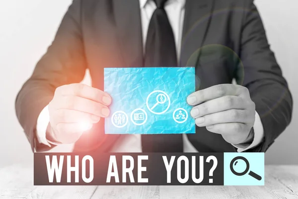 Text Sign Showing Who You Question Business Photo Text Identify — 스톡 사진