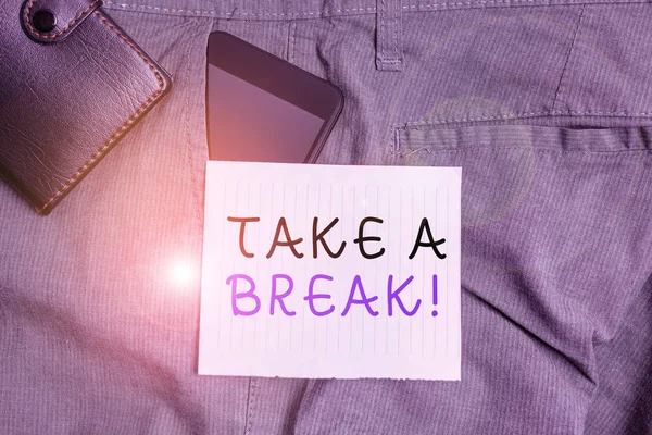 Conceptual Hand Writing Showing Take Break Concept Meaning Resting Stop — 스톡 사진