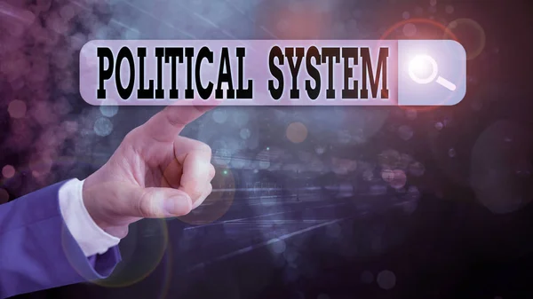 Text sign showing Political System. Business photo showcasing the process for making official government decisions