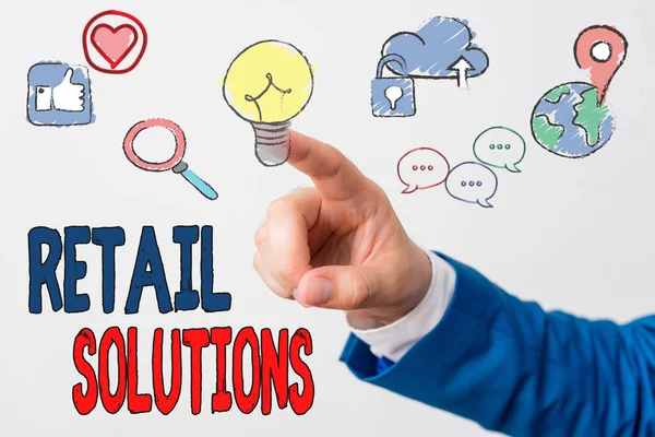 Schrijfbriefje Met Retail Solutions Business Concept Voor Het Proces Van — Stockfoto