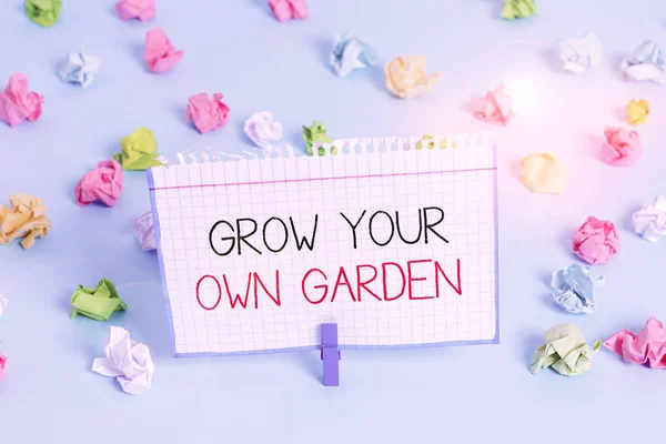 Texto Caligrafia Cultive Seu Próprio Jardim Foto Conceitual Jardinagem Orgânica — Fotografia de Stock