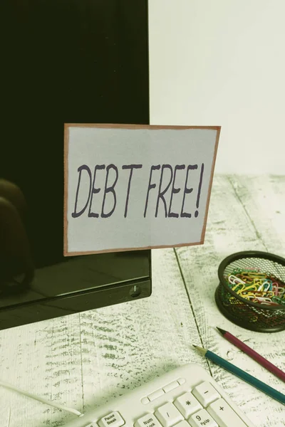 Scrittura Testi Mano Debt Free Foto Concettuale Non Possiede Alcun — Foto Stock